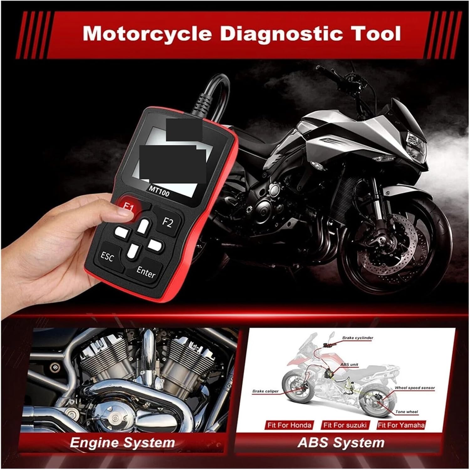 OBD. MT100 オートバイ診断ツール OBD2 スキャナー コードリーダー エンジン ABS 自動車スキャナー用 .自動車故障