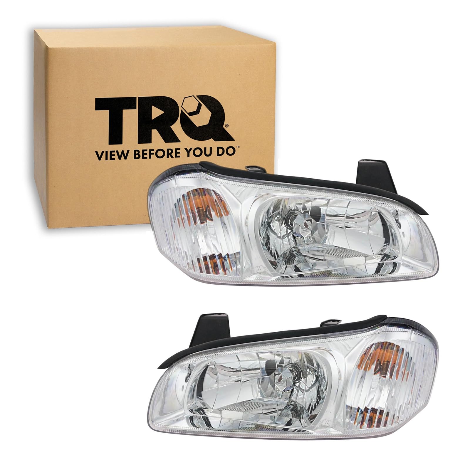 TRQ Headlight Assembly Set NI2502128 NI2503128 Compatible with 2000-2001 Nissan Maxima