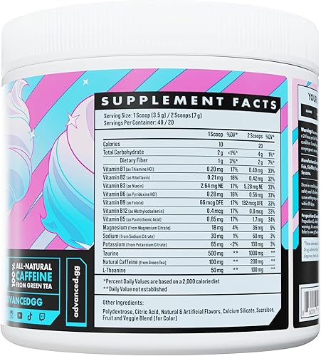 Miniatura 4 de Advanced Fórmula de impulso de energía energética con electrolitos para hidratación, L-teanina para combatir el nerviosismo, sin azúcar y apto para