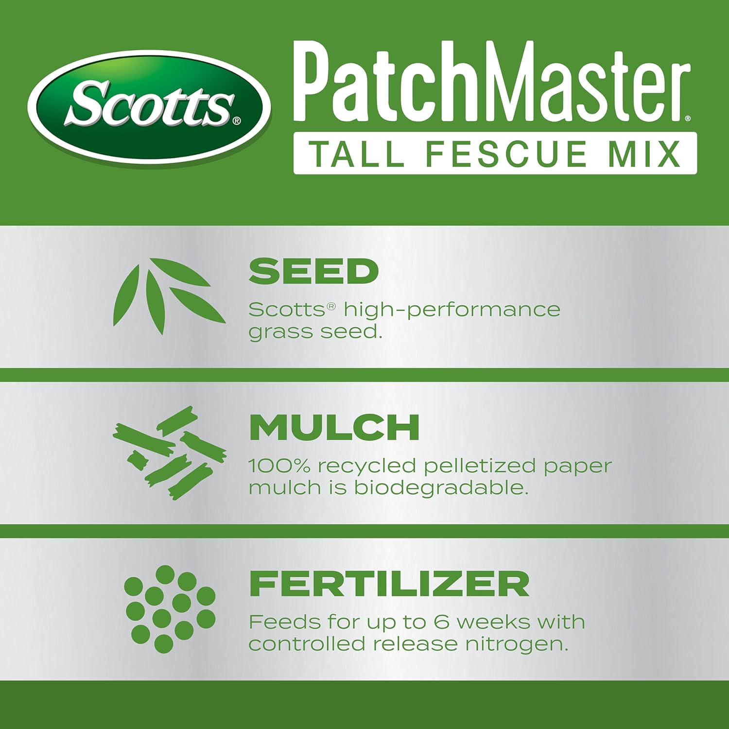 Scotts PatchMaster Lawn Repair Mix Tall Fescue Mix, Combination Grass Seed, Fertilizer, and Mulch, 10 lbs.