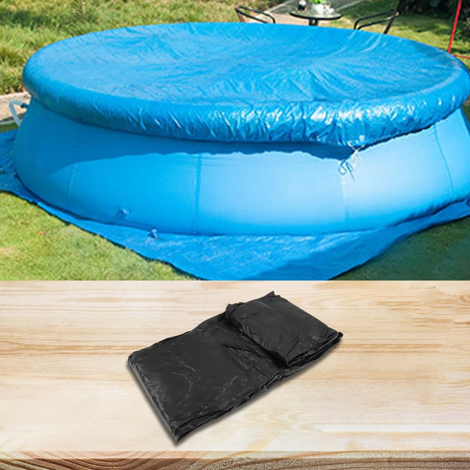 Copertura rotonda in PVC per piscine con staffa rotonda, resistente ai raggi UV per ridurre i detriti di evaporazione, per una facile installazione, scudo a risparmio energetico per 305 cm, 366 cm