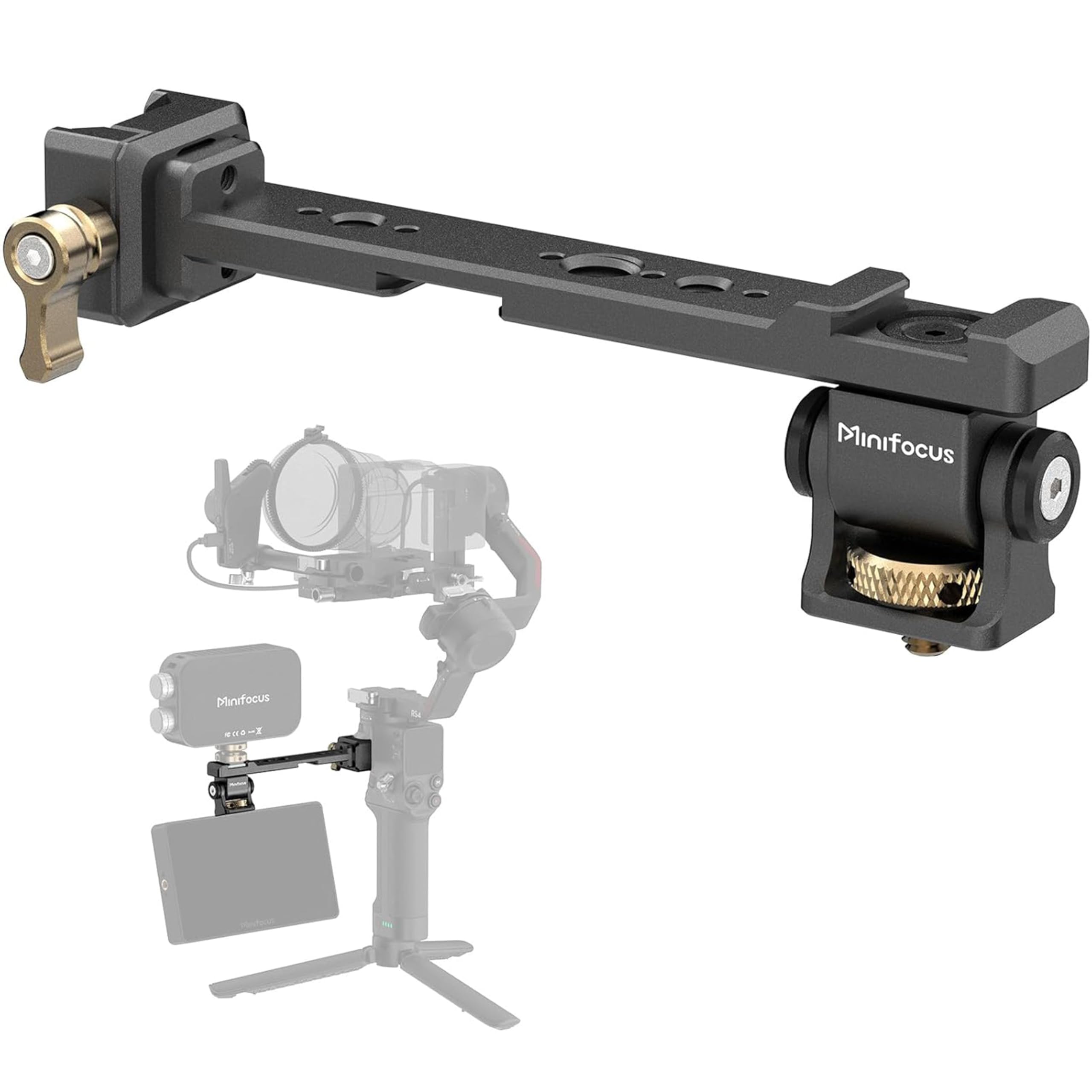 Adjustable Camera Monitor Mount with Quick Release NATO Clamp, Cold Shoe Mount, 360° Rota…