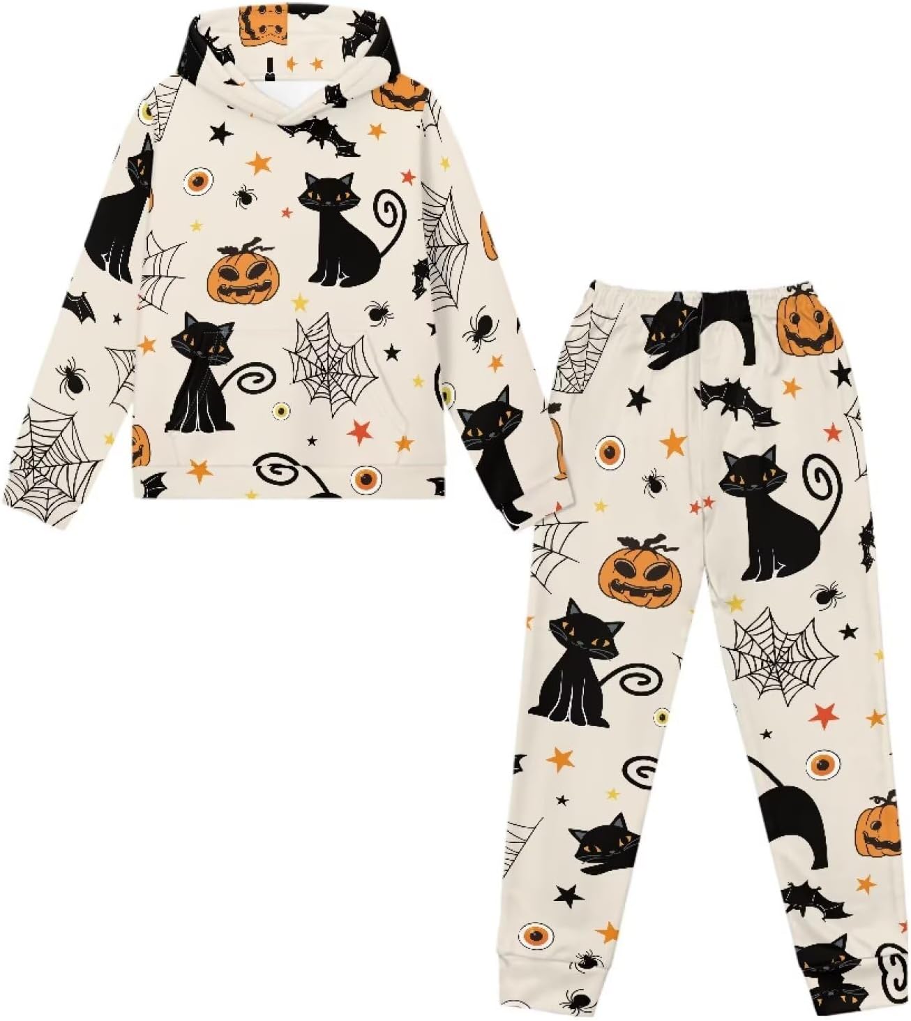 doginthehole Girls Jogger Set for Girls 2 Piece Outfits Pullover Long Sleeve Halloween Sweatshirt and Sweatpants 5-12Y