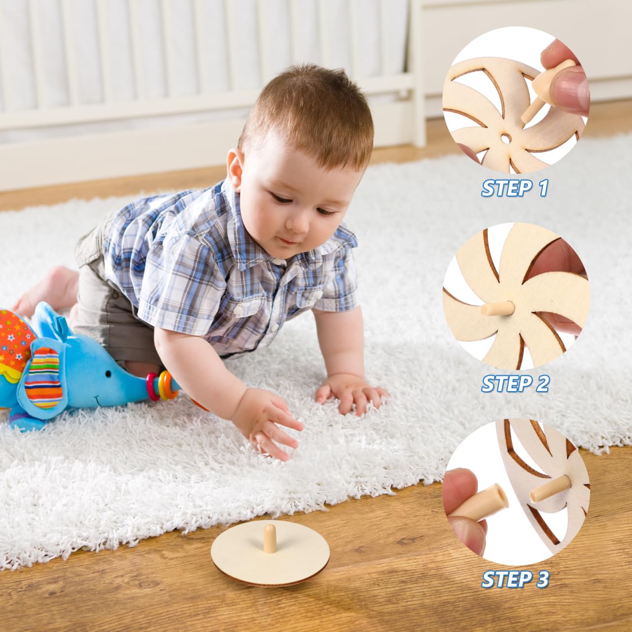 TOYANDONA 60 Stck Teiliges DIY Holzkreisel zum Bemalen Kreative Holz Gyroskope für Leere Holzspindeln zum Gestalten für Jungen und Mädchen Fördert Feinmotorik und Kreativität