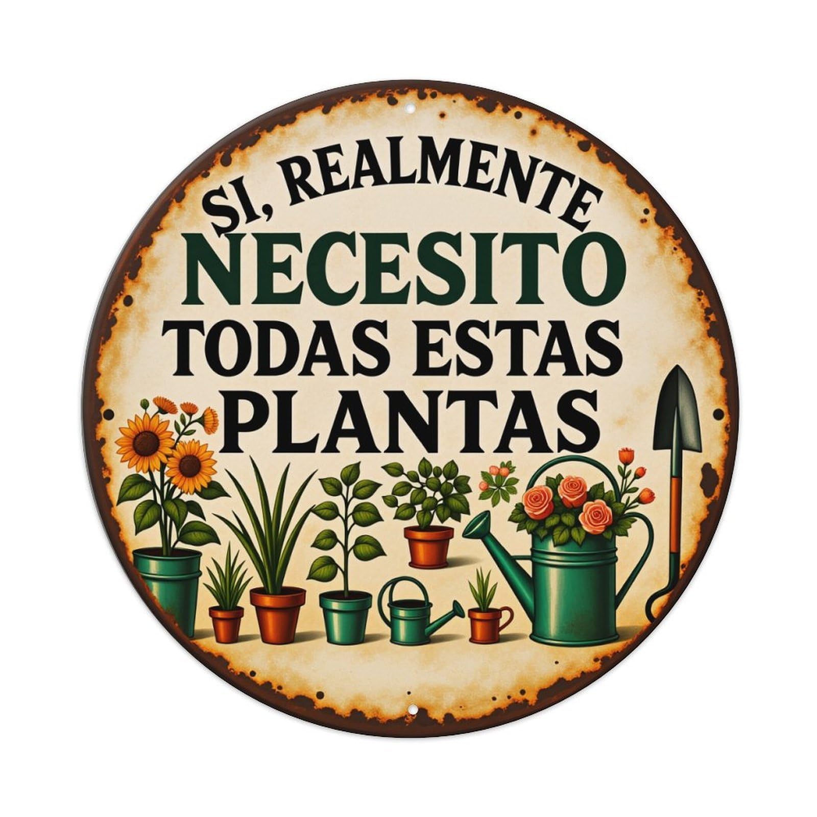 Garden Plants Watering Can Shovel Sunflowers Metal Tin Sign Vintage Garden Bedroom Cafe Bar Man Cave Home Wall Decor Metal Poster 8x8 inches