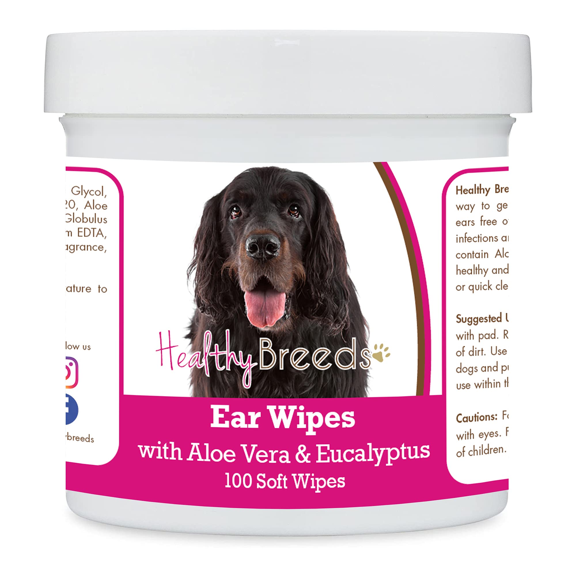 Healthy Breeds Gordon Setter Ear Cleaning Wipes with Aloe &amp; Eucalyptus for Dogs 100 Count
