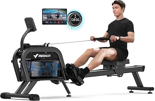 MERACH Water Magnetic Rowing Machine, Bluetooth Rower Machine with App