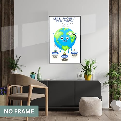 Miniatura 6 de Aldera Graphics Póster artístico de Save the Earth, concientización ambiental para niños, póster motivacional, 11 x 17 pulgadas