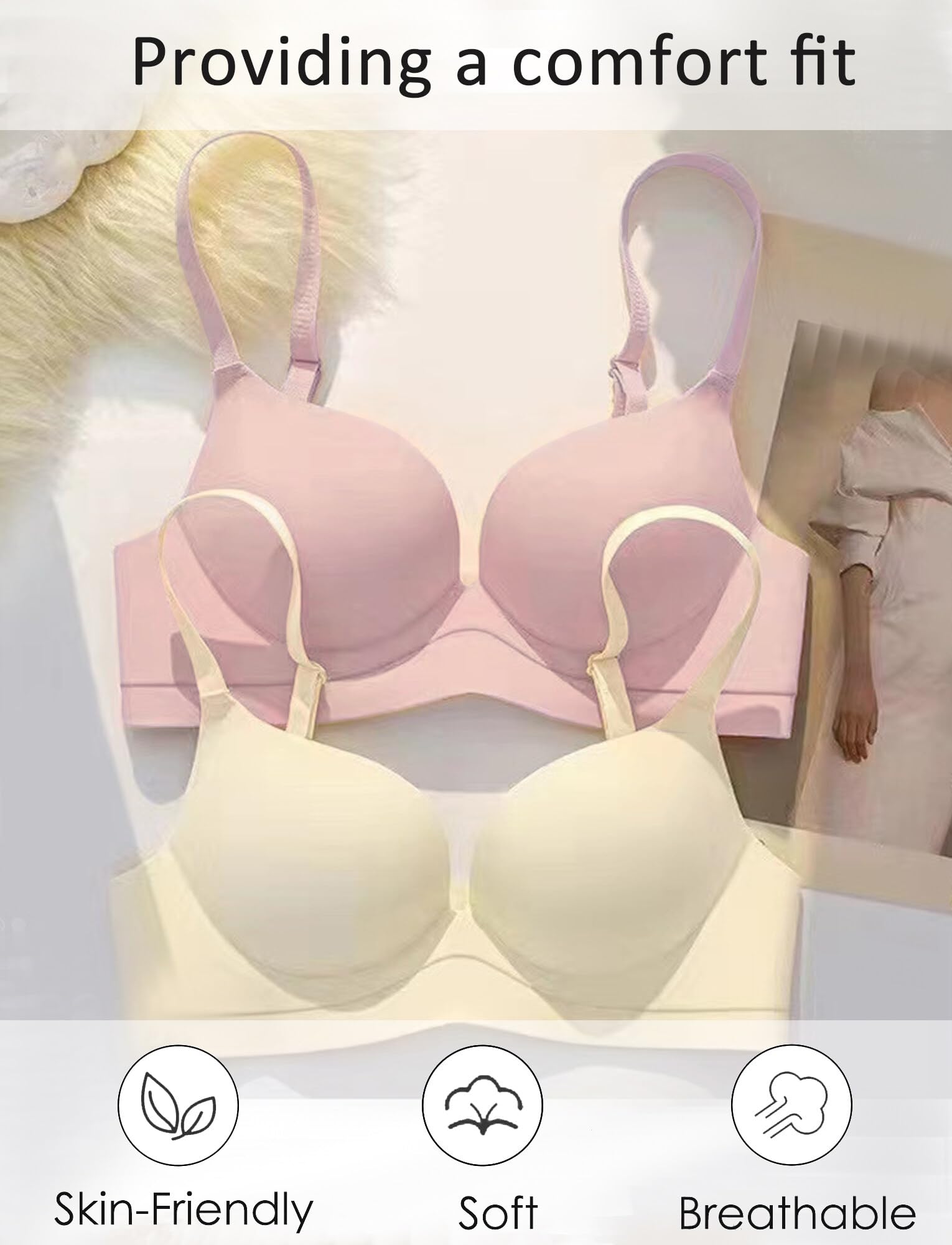 Happy Cherry - 3 4 5 6 Pieces Teen Girl Bra Underwear Padded Bra Wireless Seamless Bralettes Sport Training Bras Soft Breathable Crop Tops with Adjustable Strap for Kids Teenager Young Girl Women