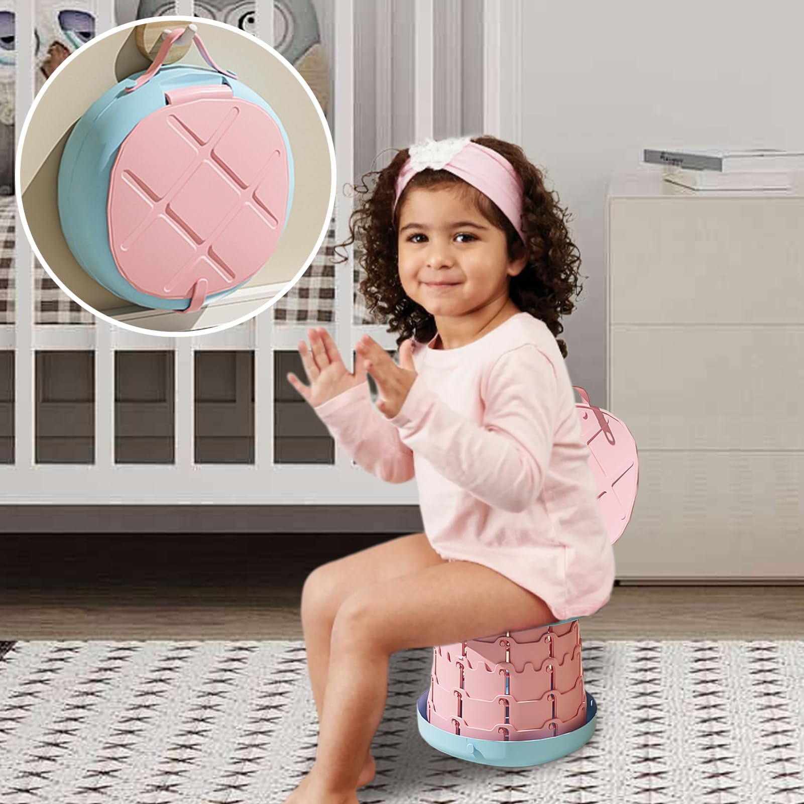 Orinal de viaje plegable, cómoda herramienta de entrenamiento plegable, asiento portátil para niños y niñas, durante viajes en coche, camping, actividades al aire libre en el parque
