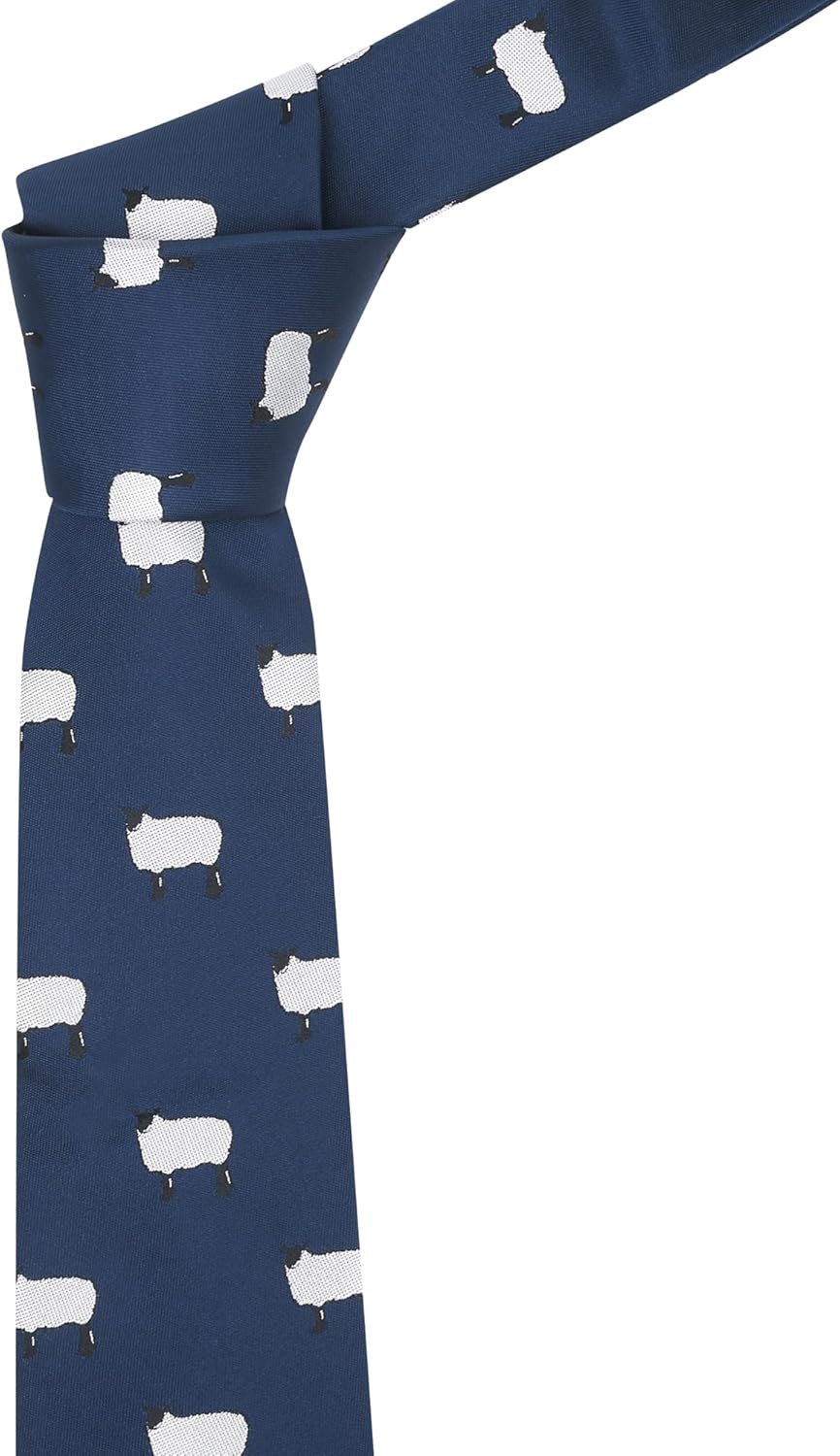 King & Priory Navy Blue Embroidered Sheep Tie