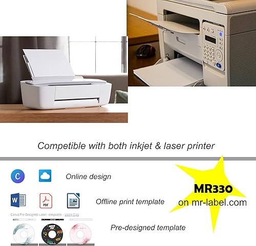 Miniatura 4 de Mr-Label Etiquetas de CDDVD resistentes al desgarro estándar - Impresión de inyección de tintaláser - Adhesivo permanente blanco mate - Diámetro