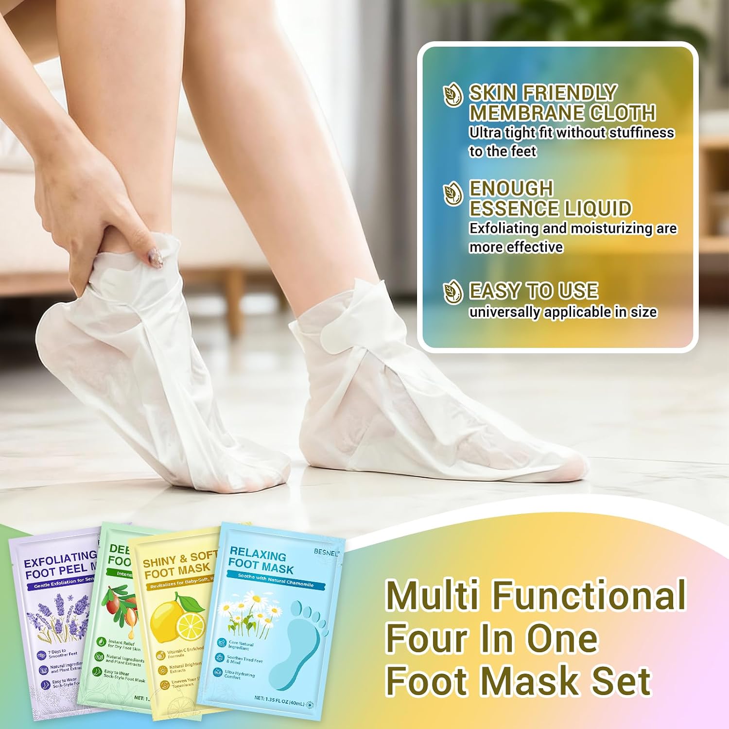 32 Pack Moisturizing Foot Mask,Hydrating Foot Masks for Dry Cracked Feet,Soothing Dry Skin Moisturizer Socks for Baby Soft Feet,Teacher Appreciation Gifts,Foot Care Spa Gifts for Women Men(4 Styles)