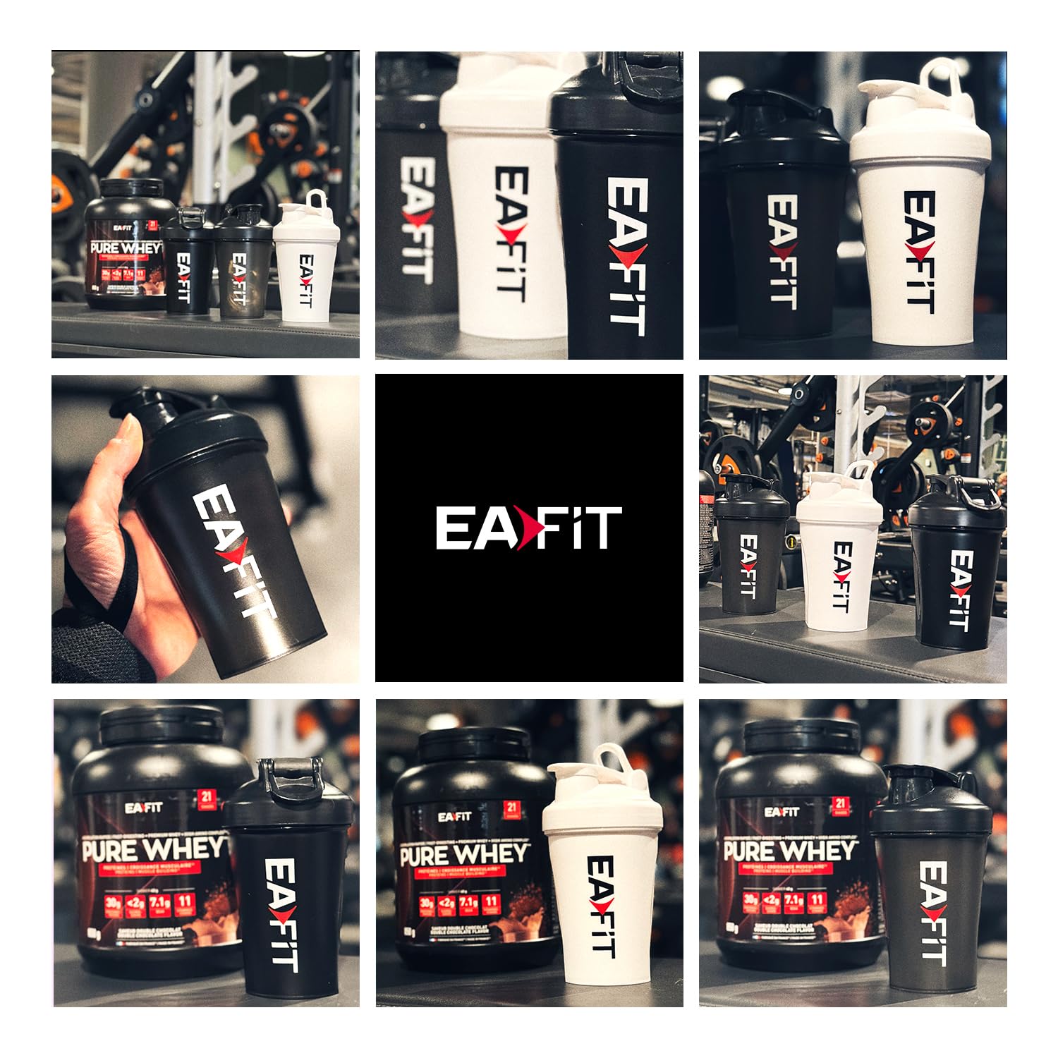 EAFIT Shaker Proteine 400 ml Nero Trasparente – Borraccia Graduata Senza BPA con Mixer in Acciaio – Per Whey Protein, Creatina, Pre Workout – Shaker Palestra Portatile Anti-Perdita per Sport e Fitness