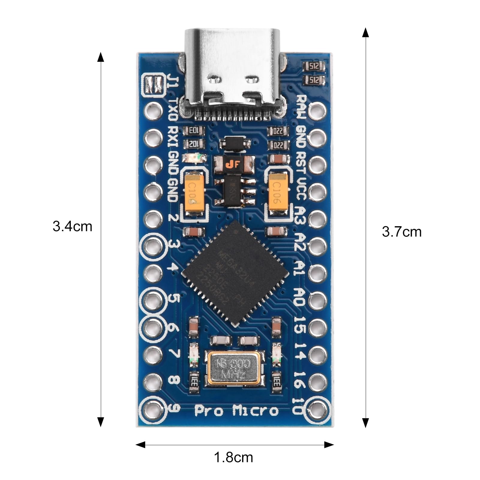 FORIOT 2個 Pro Micro 開発ボード モジュール Type-C インターフェース At-mega32U4 マイクロコントローラ モジュール 5V 16MHz ピン付き - 3