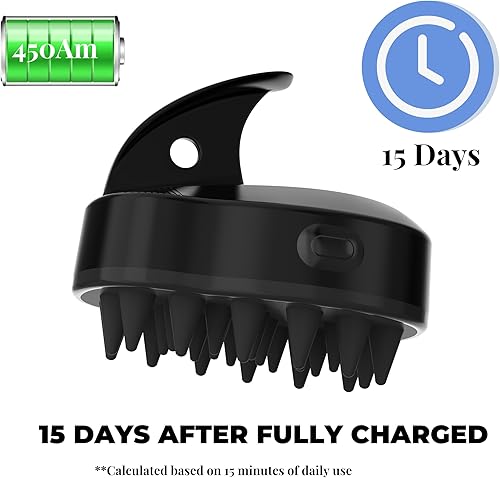 Miniatura 6 de TYCYIG Cepillo de champú Sonic Hair - Masajeador eléctrico del cuero cabelludo para el crecimiento del cabello, masajeador de cabeza vibratoria,