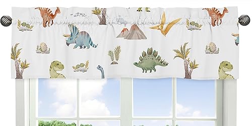 Miniatura 7 de Sweet Jojo Designs Cenefa de animales de la selva para tratamiento de ventana, cenefa oscura, verde, amarillo, gris, óxido, naranja, blanco y negro,