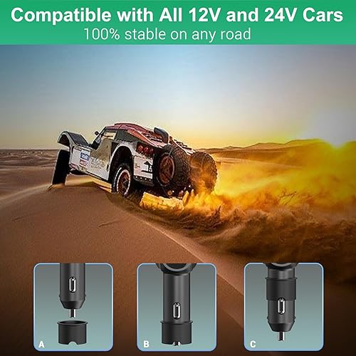 Miniatura 4 de Cigarette Lighter Splitter: USB C 12V Car Charger Adapter 2 Socket Type C Multi 12 Volt Power Outlet 24V DC 80W with LED Voltmeter Switch 6.3A Dual