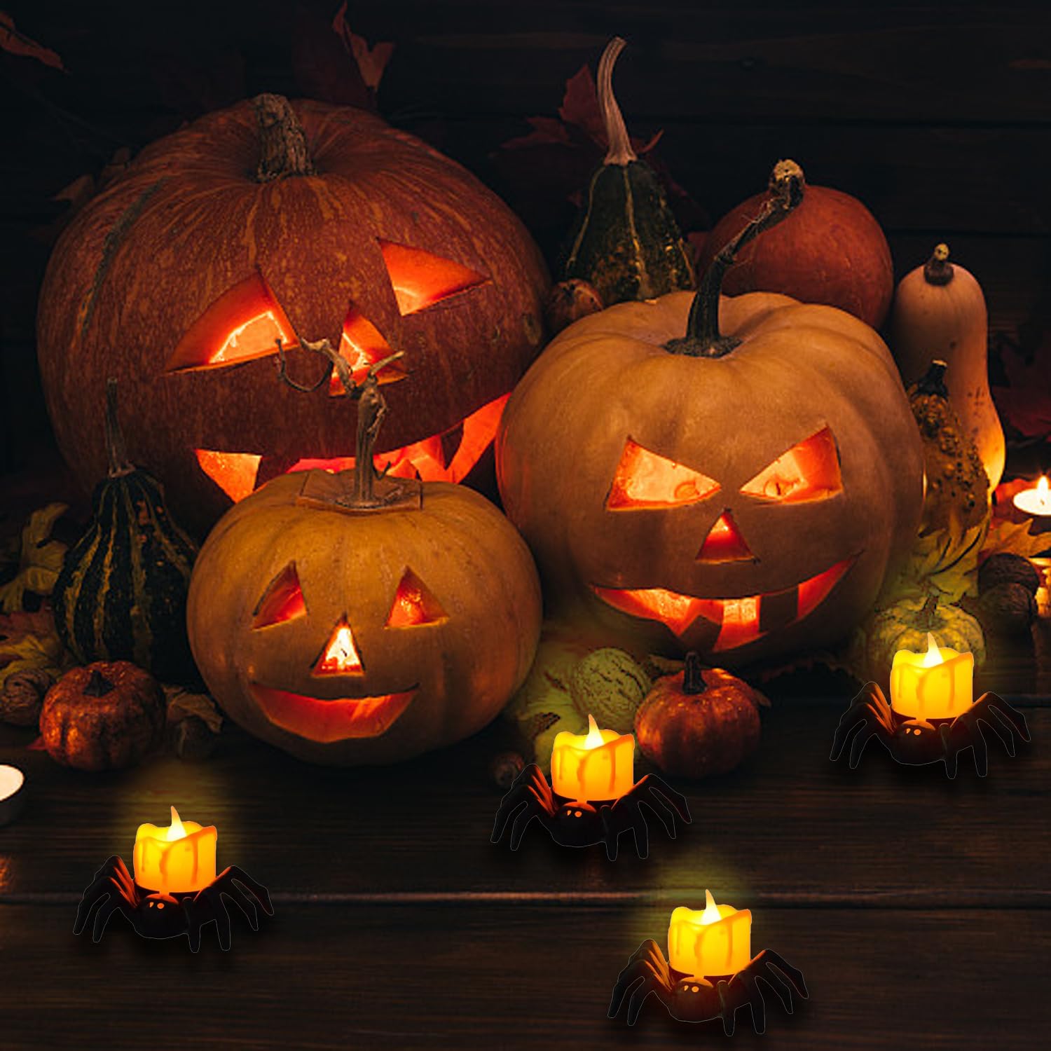 Halloween Flameless Candles, Halloween Spinning Water Glittering Flameless Candle