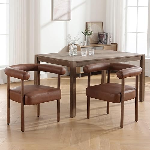 Juego de 2 sillas de comedor modernas de mediados de siglo, sillas de comedor con apoyabrazos, sillas laterales de acento con respaldo curvo, sillas