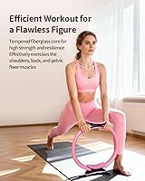 Vista 3 de Home Kit de pilates para mujer, juego de equipo esencial de pilates con anillo de pilates de 14 pulgadas y mini bola, 5 bandas de resistencia y Rosa
