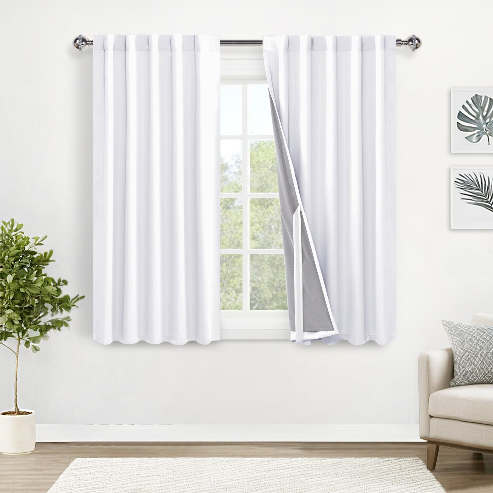 Rideaux 100% occultants thermiques XWZO à double couche isolante contre le froid et la lumière