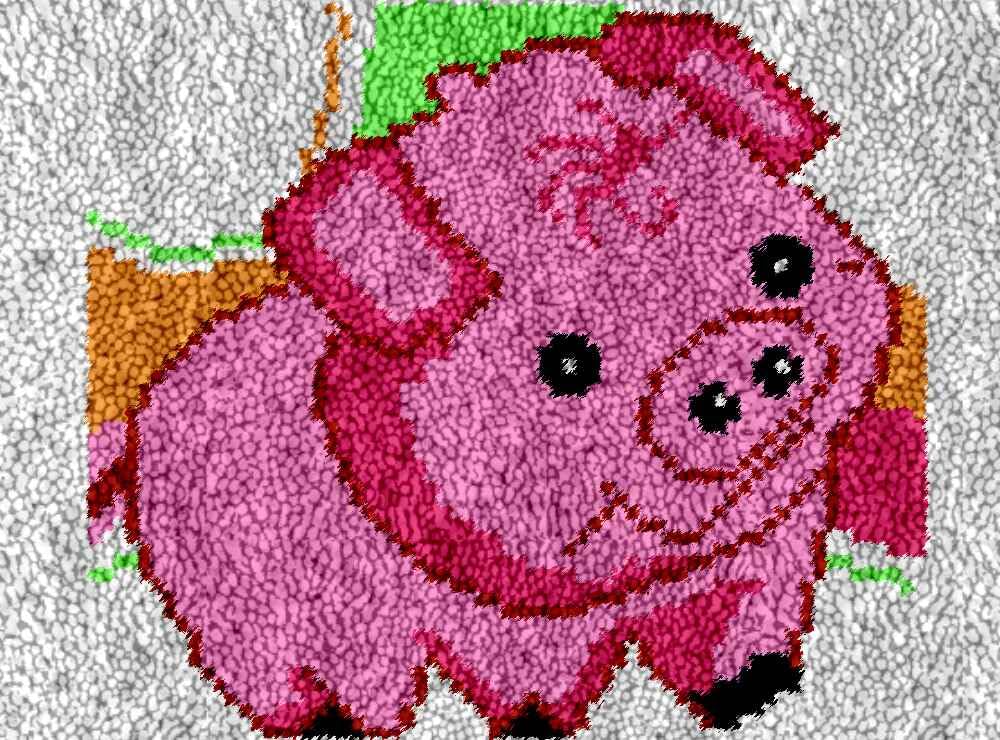 Kits para hacer alfombras de cerdito: manualidad textil decorativa para tu salón