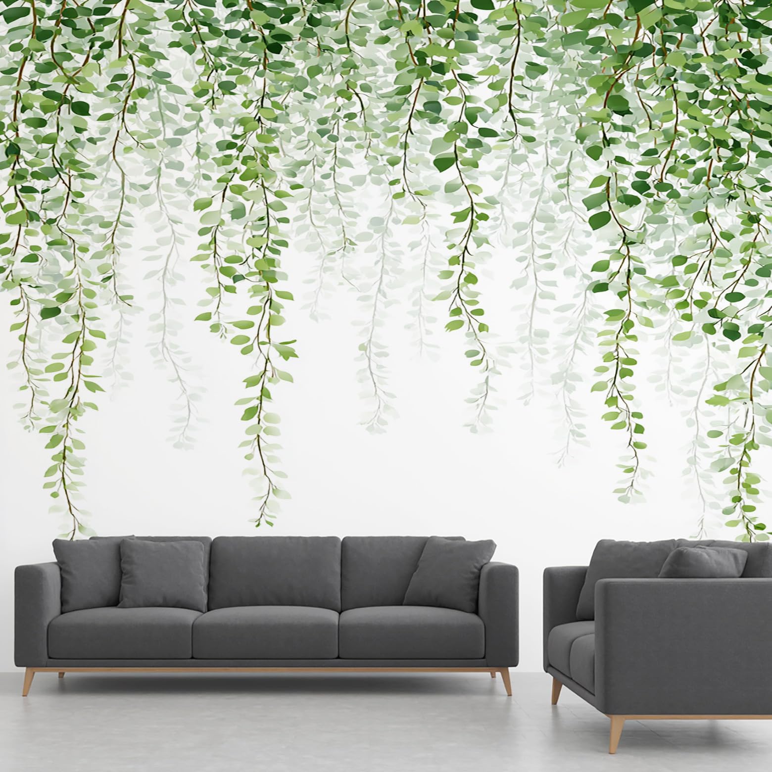 Fresque murale feuilles eucalyptus pour créer un salon romantique