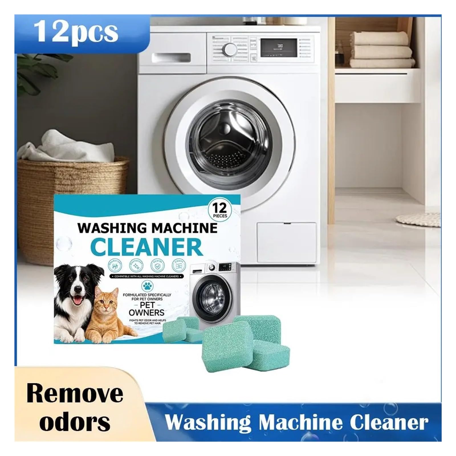 washing machine cleaner tablets Waschmaschinenreiniger-Tabletten gegen Tierhaargeruch(2pcs)