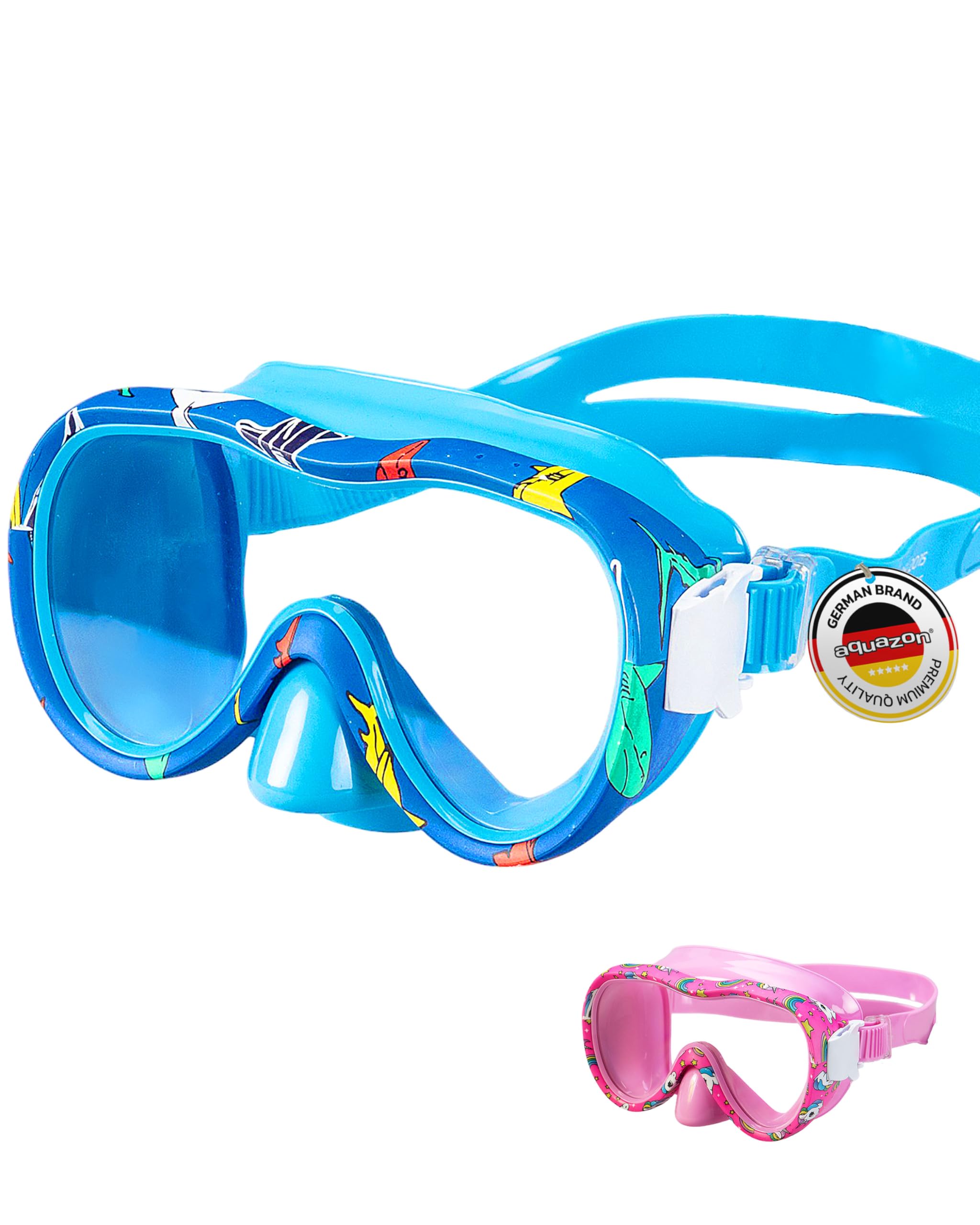 AQUAZON Kids wasserdichte Junior Kinder Schnorchelbrille, Taucherbrille, Schwimmbrille, von 3-7 Jahren, sehr robust