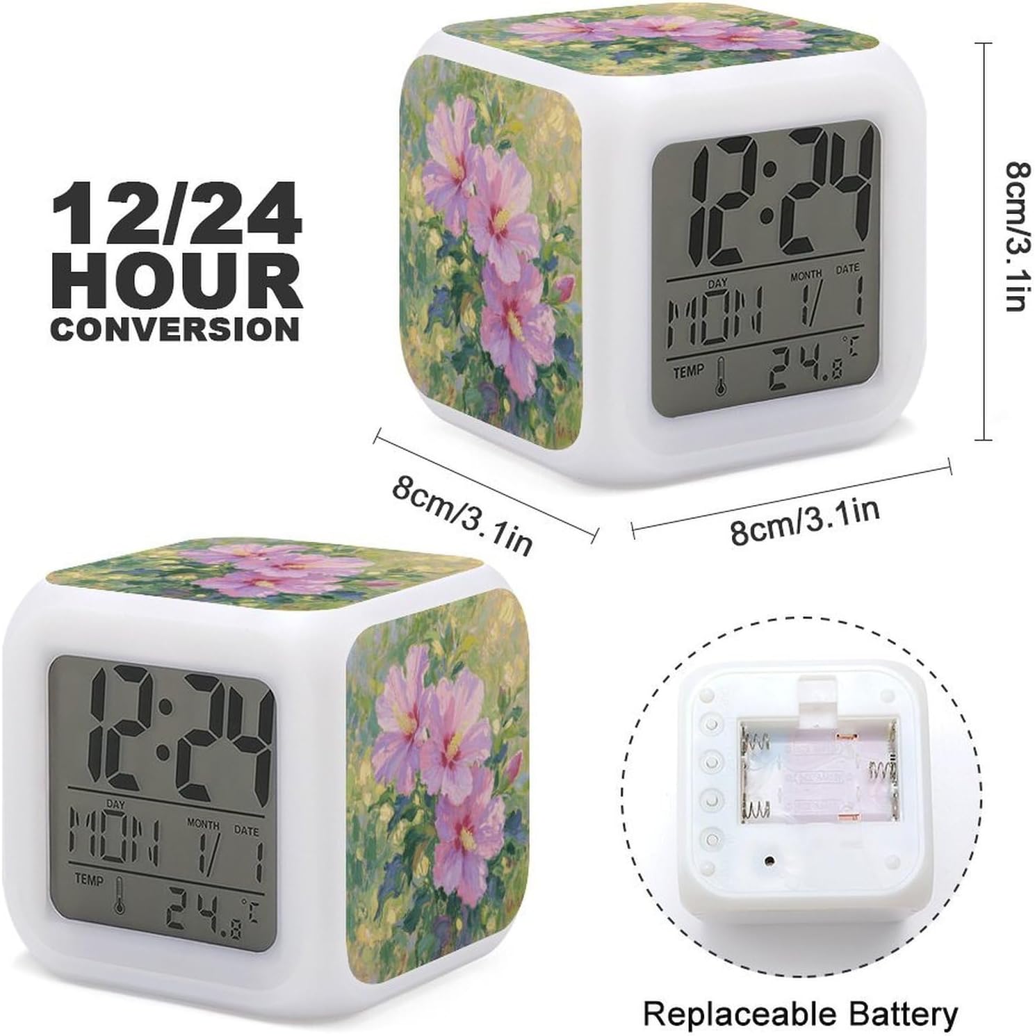 Hibiscus Flowers Digital Alarm Clock Alarm Clock for Bedroom image 2