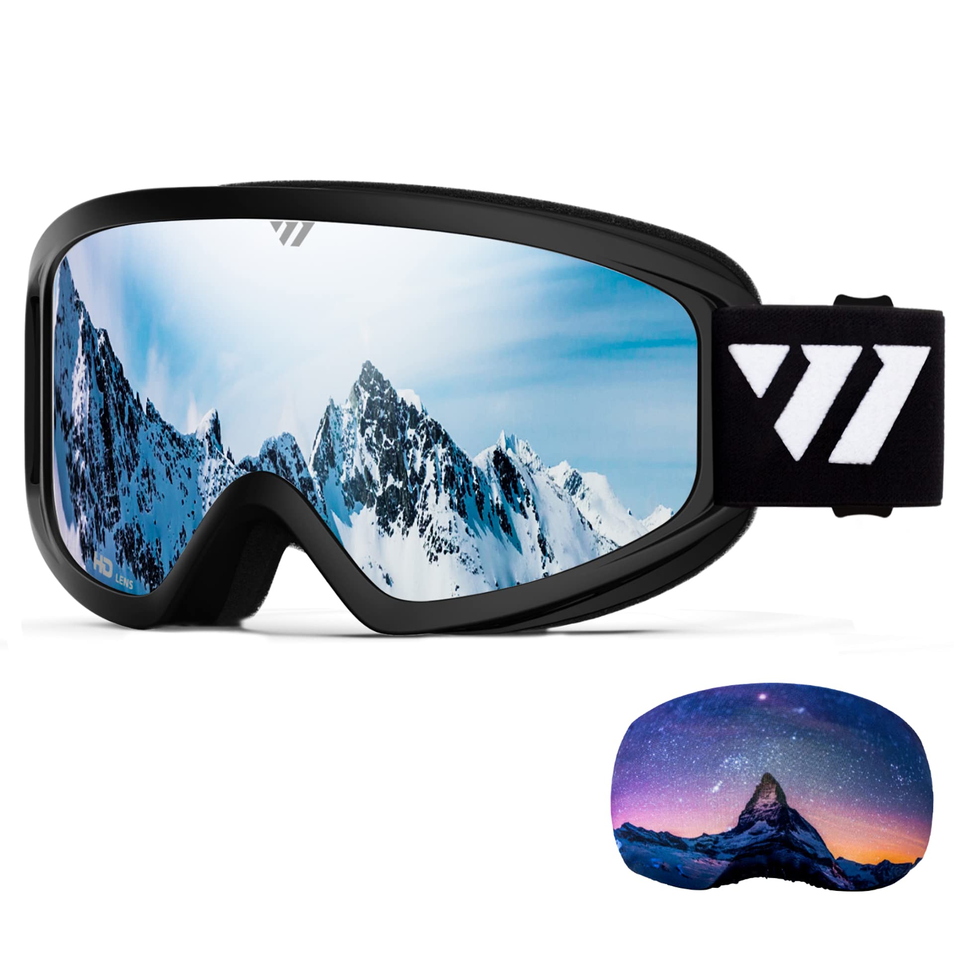 WISTON Ski Goggles - OTG Snow/Snowboard Goggles for Men, Women & Youth - 100% UV Protection W1