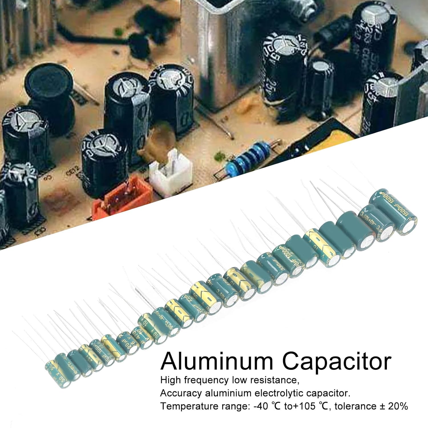 460Pcs Electrolytic Capacitors Assorted Assortment Kit 6.3V to 50V Industrial Electrical Capacitors Inline Aluminum Capacitor Kit Green