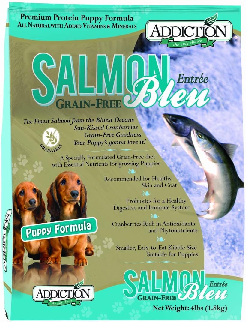 Addiction Salmon Bleu Puppy - Dry Dog Food with Complete and Balanced Diet for Skin & Coat Health Puppy Formula and Premium King Salmon - 4 Pounds