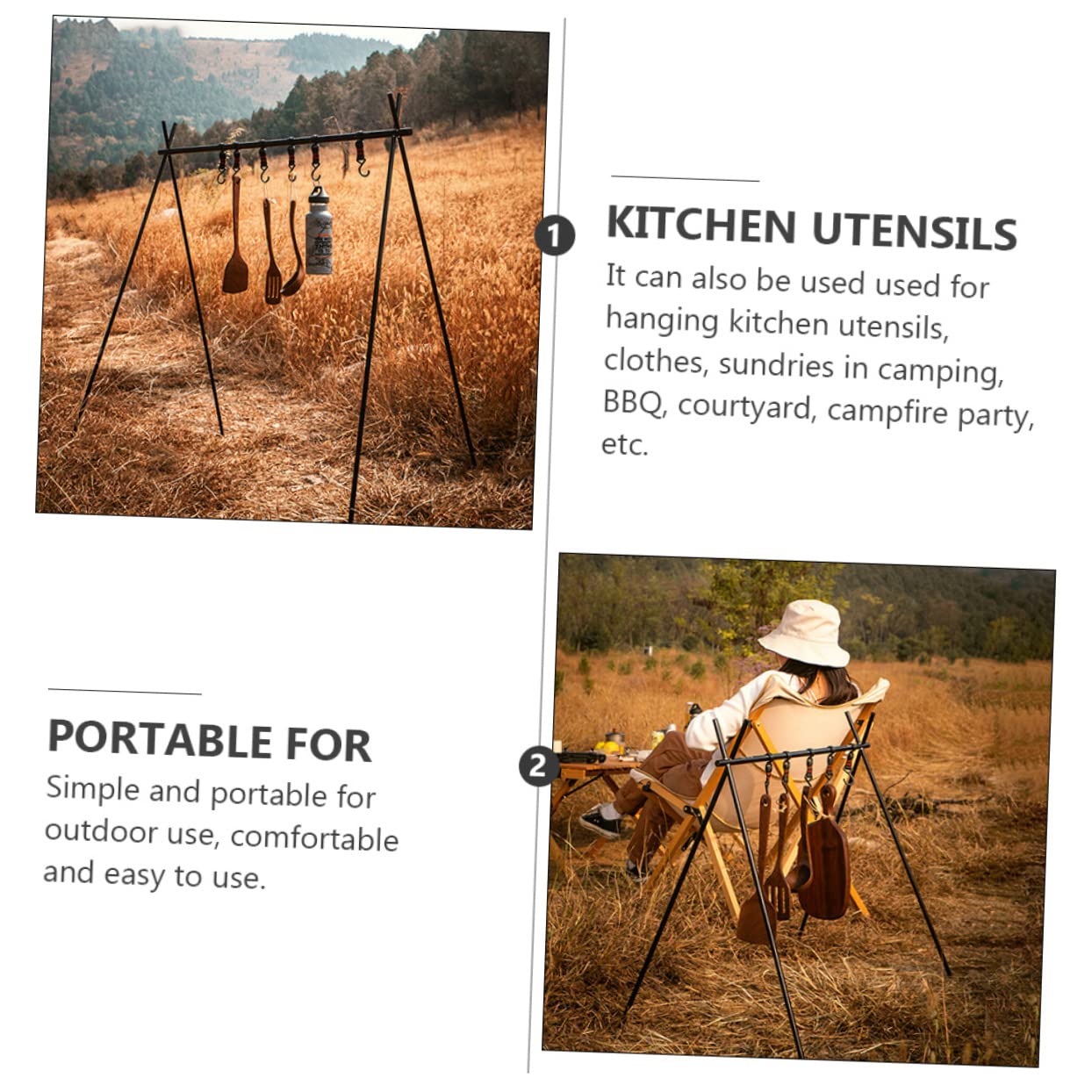 Hemoton 5Pcs Outdoor Camping Hooks Durable Hangers for Easy Installation of Lights Bags and Cookware for Camping Picnics Barbecues Fishing and Hiking Activities