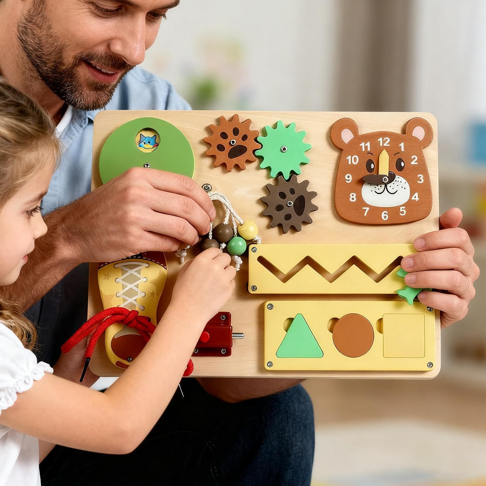 Tableau D'Activités,Jouet en Bois D'Éveil Précoce - Tableau d'apprentissage Précoce - pour Maternelle Jardin D'Salle De Classe École À La Maison Camp D'Été Activité De Groupe