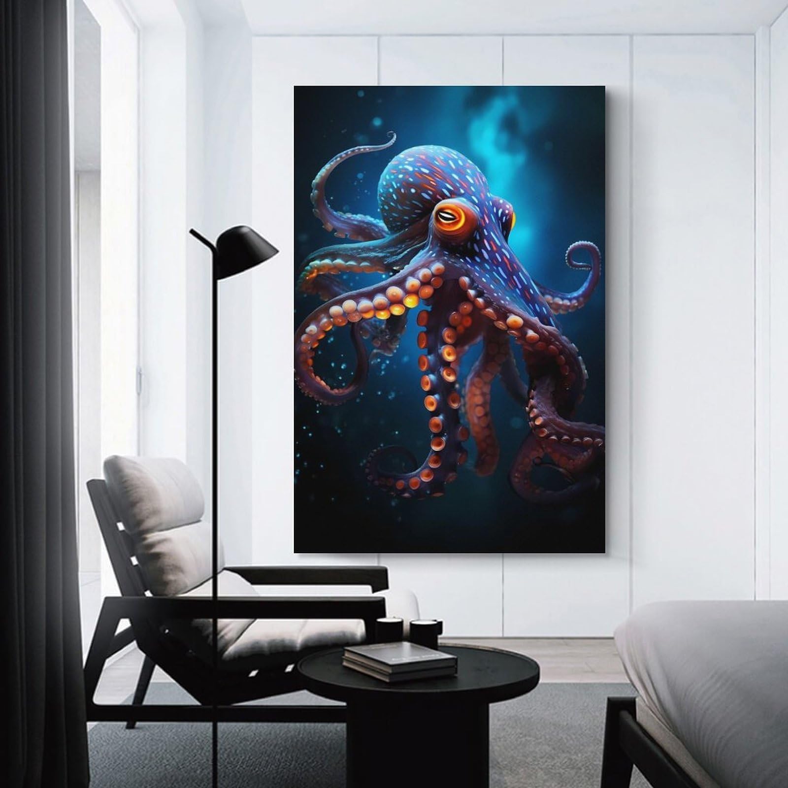 Junmoney Unframe-Style Octopus Sea Life Canvas Wall Decor, 24X36inch(60X90cm), For Flats, Guest Rooms Or Compact Rooms, Decorative Canvas Decor For Home Updates