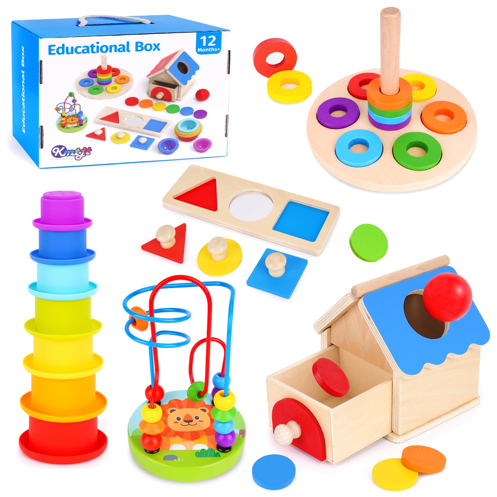 KMTJT Montessori Toys for 1 Year Old Toddler | Toy for 1 2 3 Year Old Boys Girls | 1st First Birthday Gifts | Educational Learning Present Easter Gift Fine Motor Skills