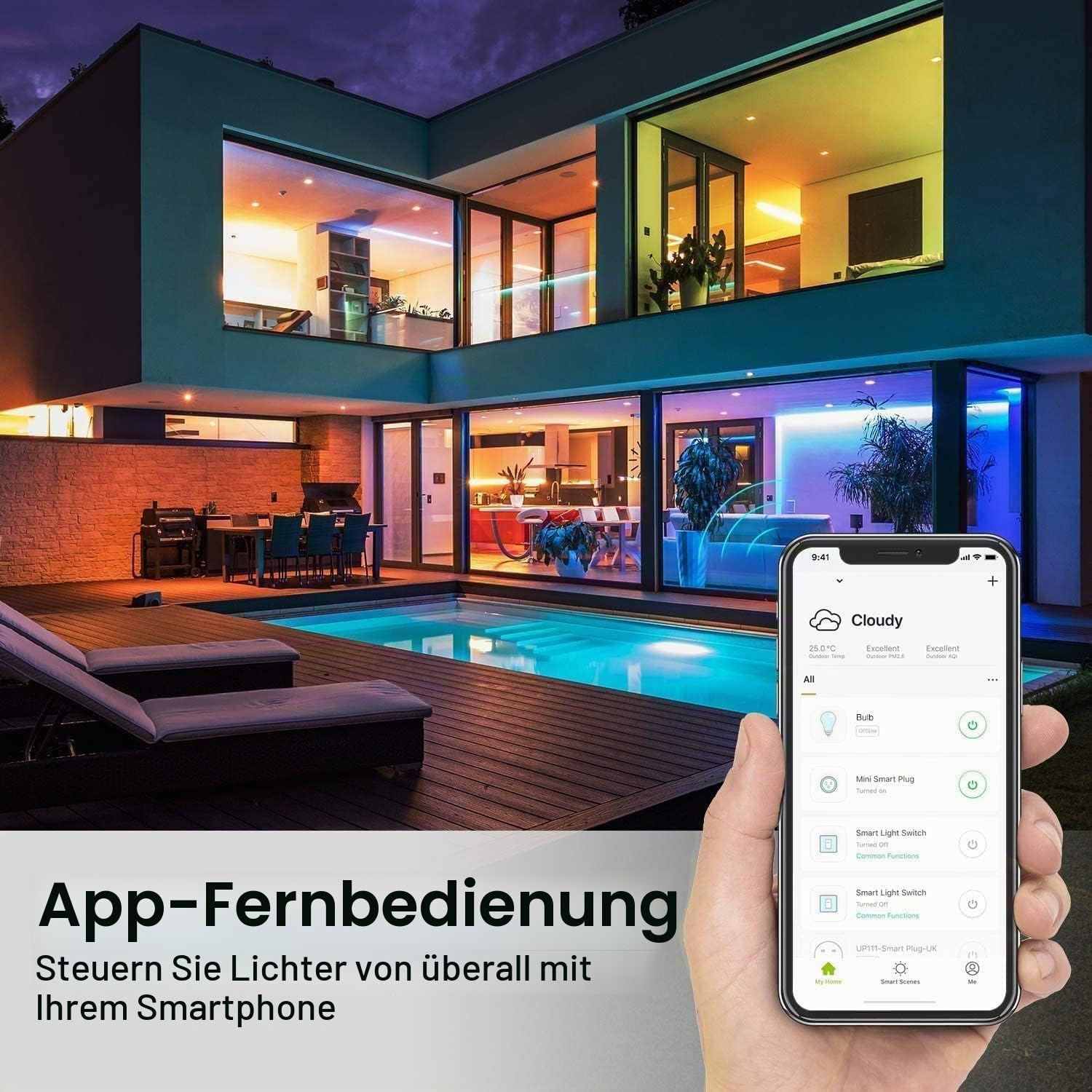 Wixann MR16 GU5.3 LED Smart RGB Glühbirne,5W 12V 3000K weiches Warmweiß,GU5.3 Bi-Pin-Sockel,40 Grad Spotbeleuchtung für Landschaftsschienenlampen im Innen und Außenbereich (4Pack)