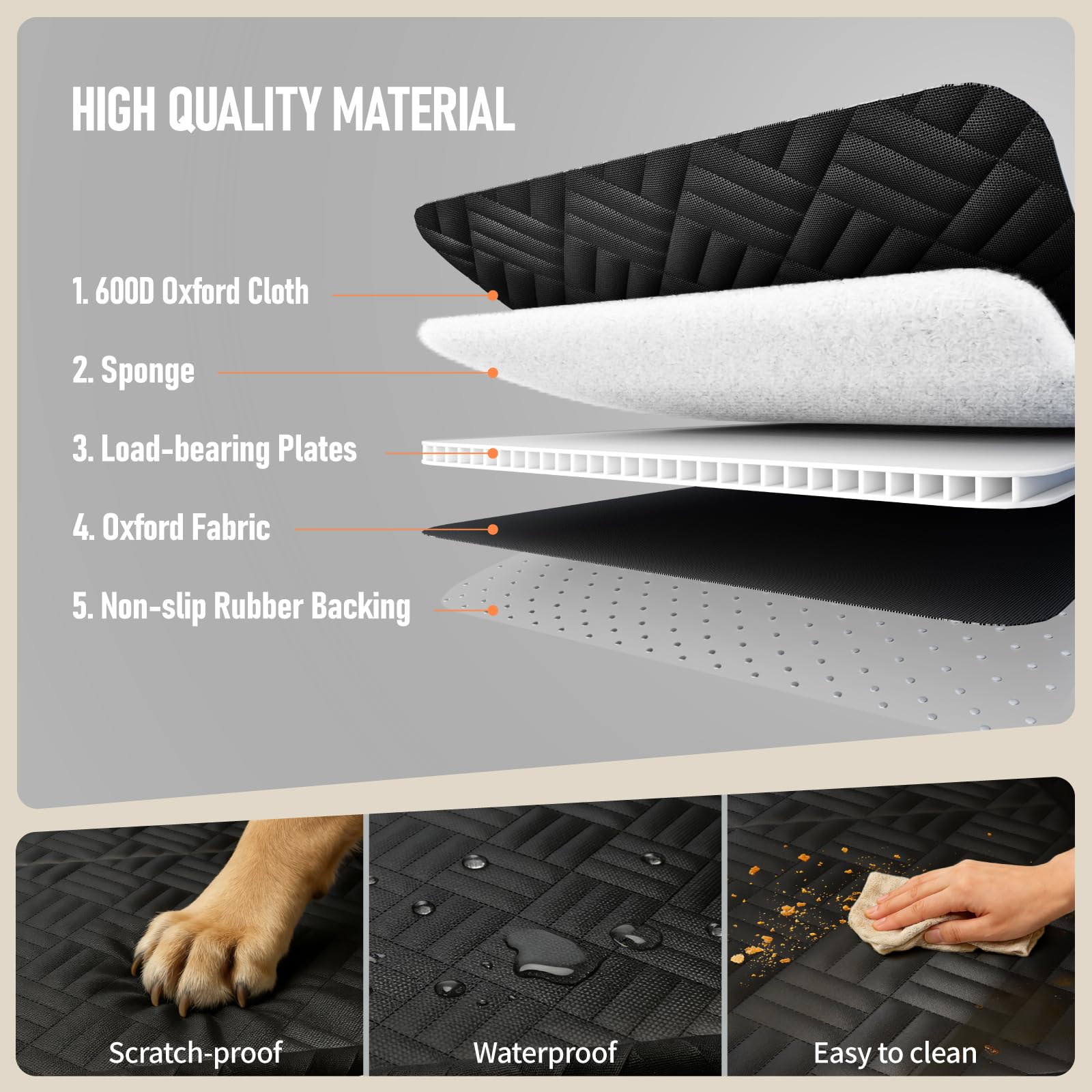 PROZAR Dog Car Seat Cover for Back Seat, Hard Bottom Back Seat Extender for Dogs - Supports 400lbs, Back Seat Pet Cover, Dog Hammock for Full-Size Trucks/SUV - image 3