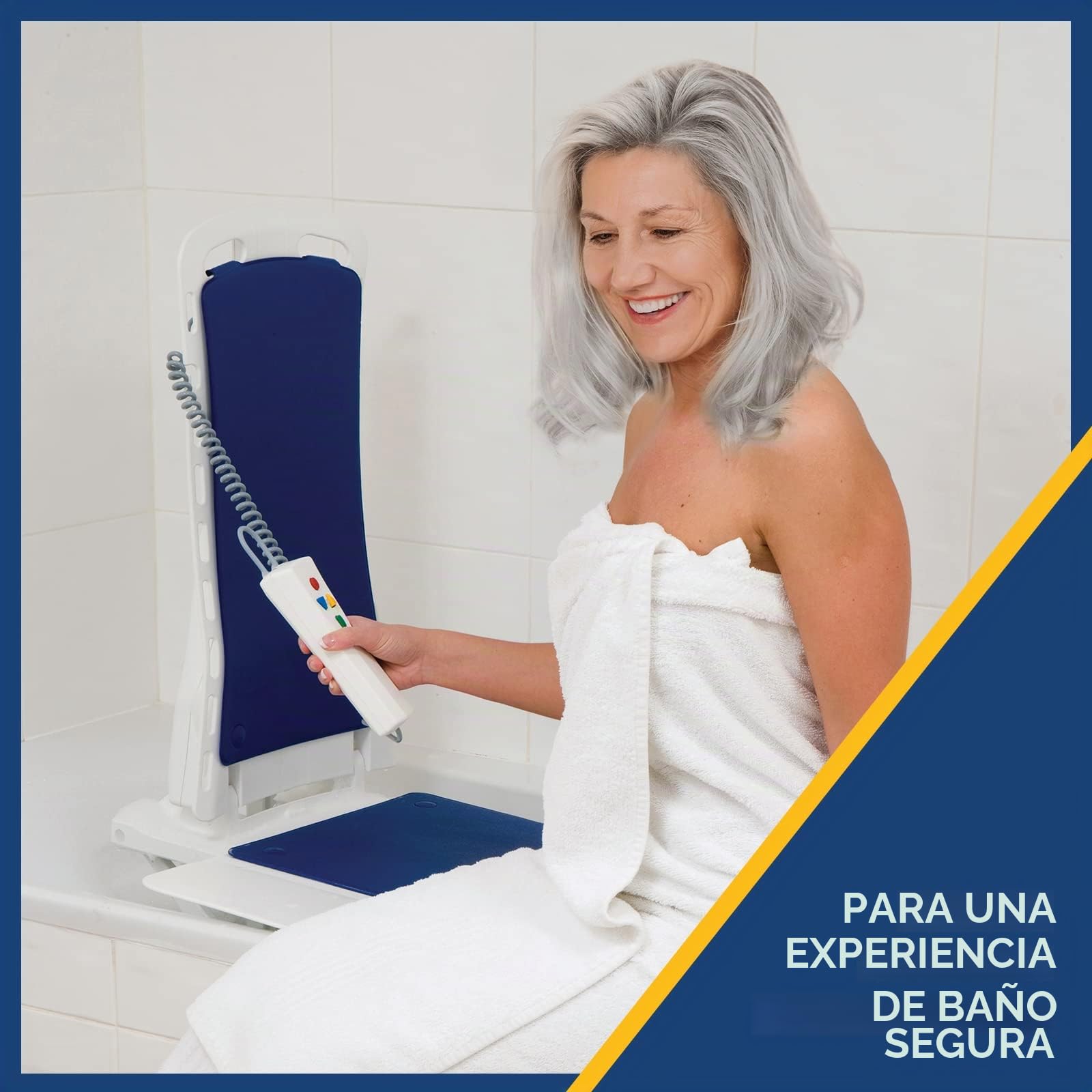 Drive Medical Bellavita 2G - Elevador de Bañera Asiento Bañera Ergonómico para Personas Mayores, Ajustable Electrónicamente con Control Flotante, Soporta hasta 140 kg