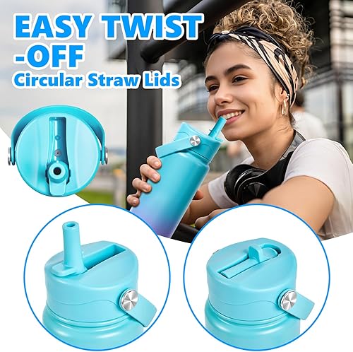 Miniatura 4 de Botella de agua aislada con tapa, bota y calcomanías, botella de acero inoxidable de 24 onzas sin sudor que mantiene el frío las 24 horas, botella