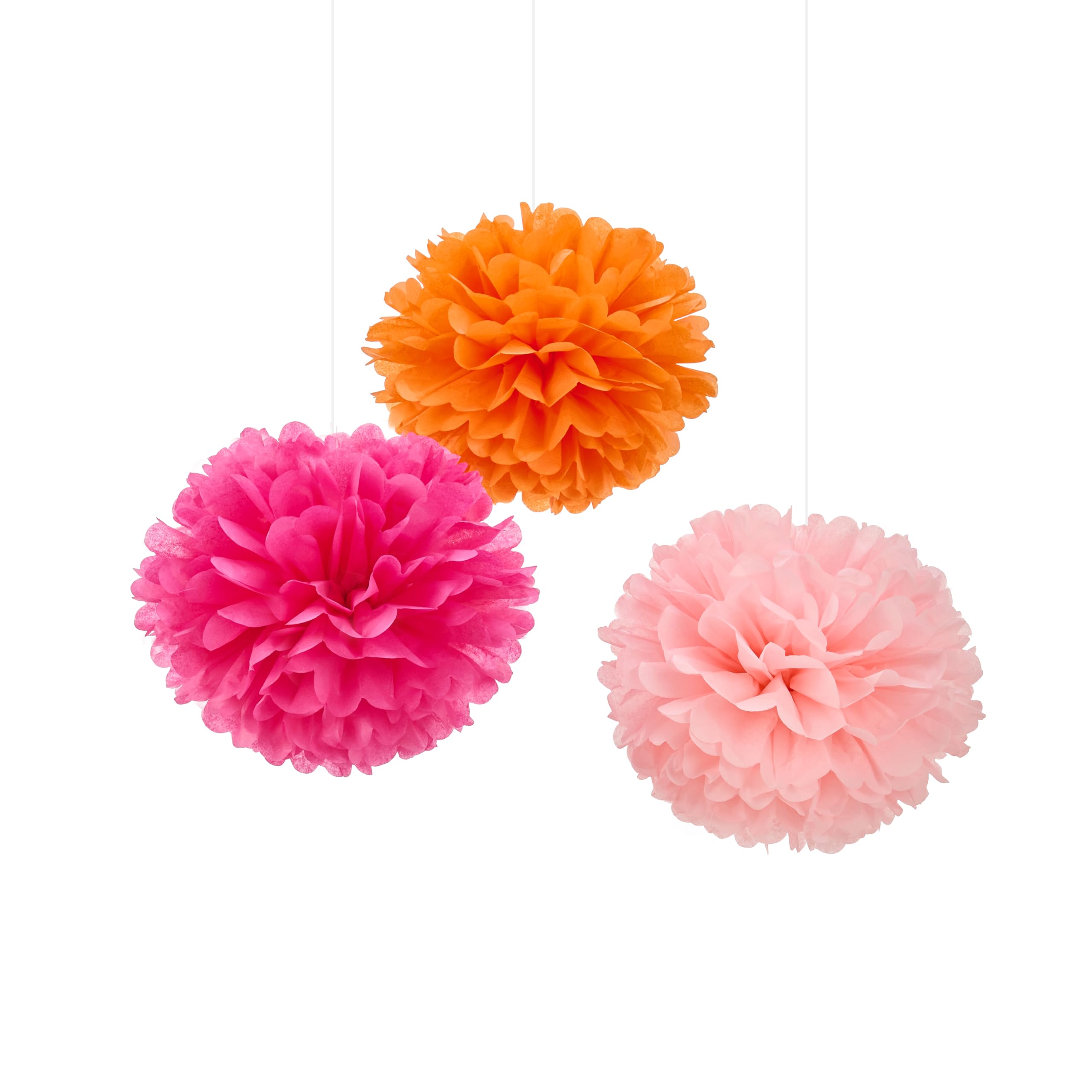 WEVEN Tissue Pom Poms Tissue Paper Flowers Tissue Fluff Balls Party Decorations 12-Inch Pack of 12 (Orange, Pink)