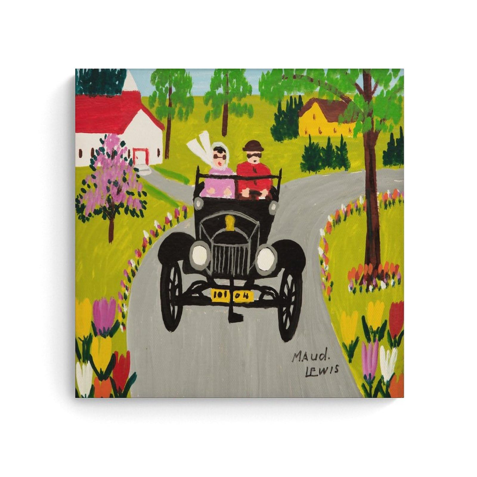 NgAnoh Tractors by Maud Lewis Canvas Printed Poster Wall Art Scroll Canvas Painting Picture Living Room Decor Home 12x12inch(30x30cm)