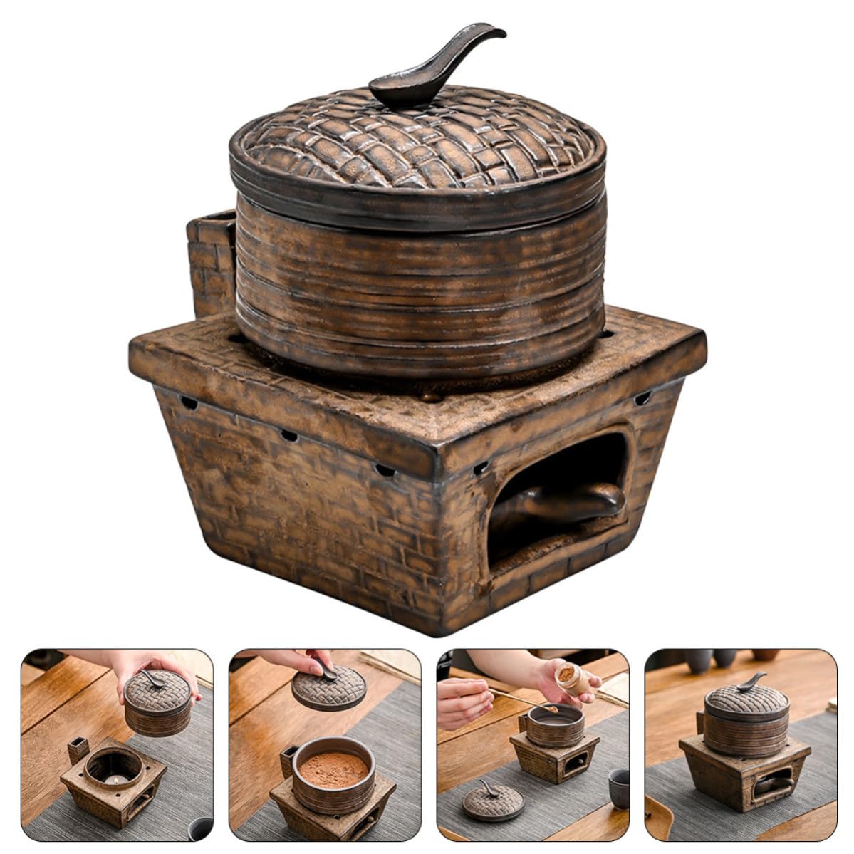 Bruciatore in D'epoca Portatile, da Tavolo Decorativa per Aromaterapia, Adatto per Studio, Sala Yoga e Meditazione, Retrò
