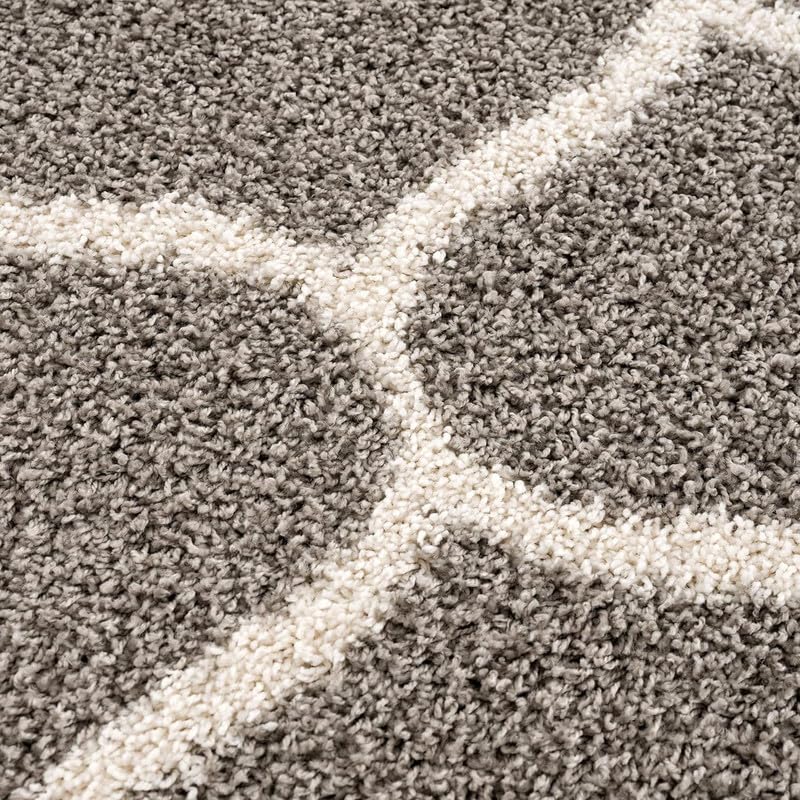 Image of SAGON Anti-Skid Shaggy Carpet Rug for Home | Ultra-Soft Plush Floor Mat for Living Room & Bedroom | Non-Slip, High-Density, Cozy Luxury Decor| 1.6 x 4 Feet Silver Ivory Diamond