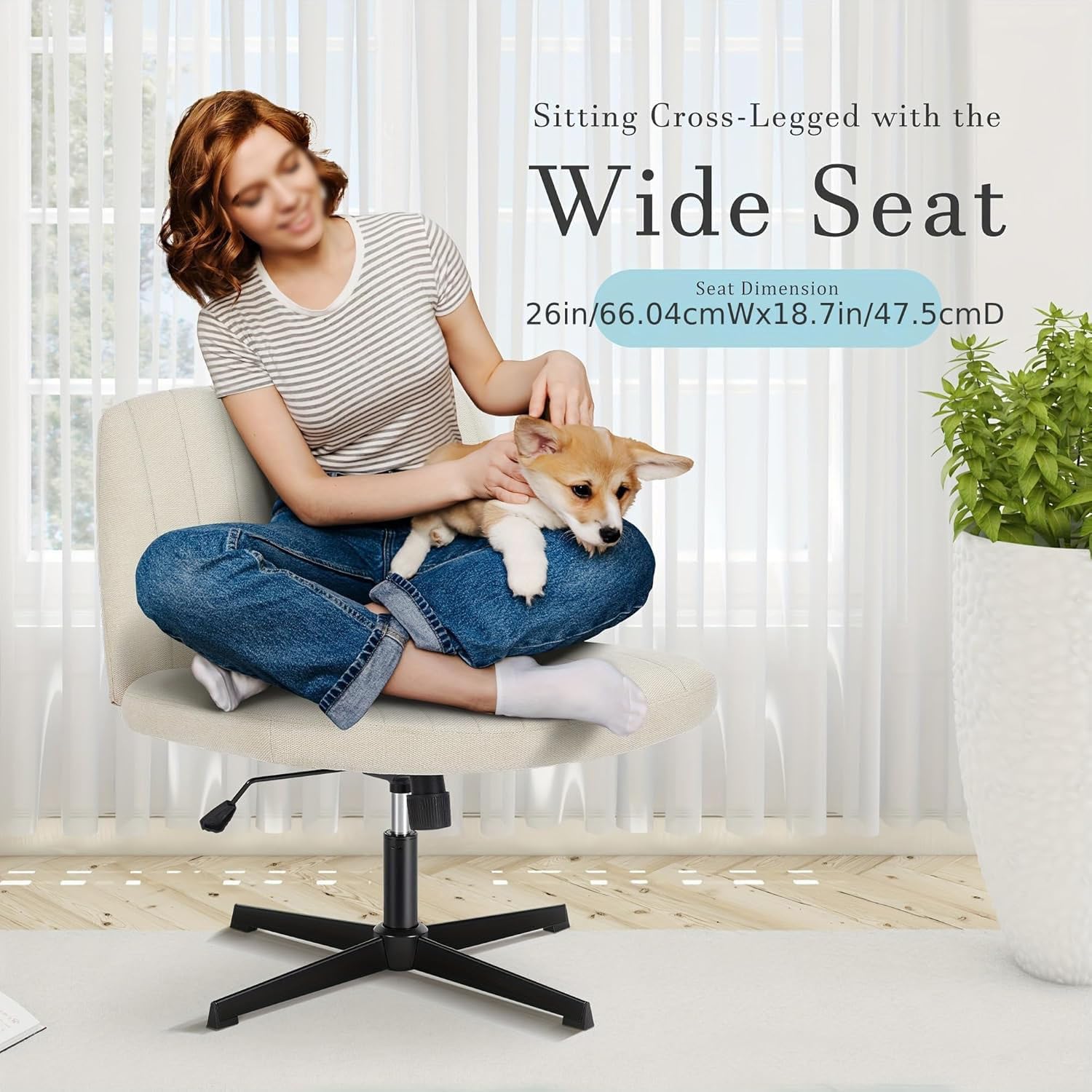 Sedia girevole – Sedia da scrivania regolabile senza braccioli in Sle incrociata per camera da letto Vani Makeup Stat Vsatile Crossback Seating Opt