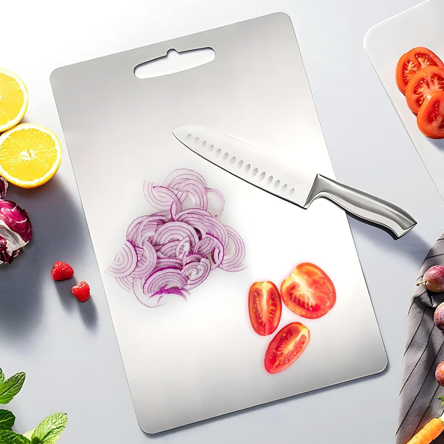 Boniry Chopping Board/Cutting Board with Round Edge/Kitchen Counter Top Vegetable & Fruit Cutter/Kneading Board for Multipurpose Cutting and Chopping Board with SUS 304 Stainless Steel (Small) Boniry Chopping Board/Cutting Board with Round Edge/Kitchen Counter Top Vegetable & Fruit Cutter/Kneading Board for Multipurpose Cutting and Chopping Board with SUS 304 Stainless Steel (Small)