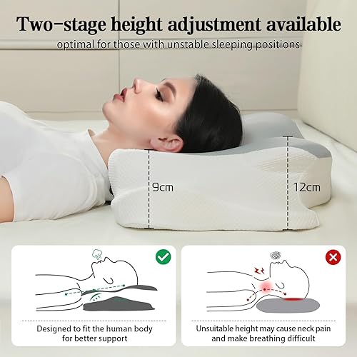 Miniatura 3 de Almohada cervical para aliviar el dolor de cuello  Almohada ergonómica de espuma viscoelástica de contorno 3D  Soporte de cuello y hombro, funda