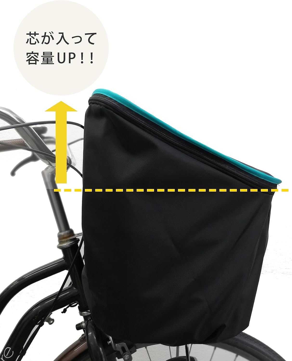 HIRO(ヒロ) 自転車 前かごカバー ワイド＆HIGH 幅48cm おしゃれなデザイン柄&times;ブラック 日本製 強撥水生地 SBC19